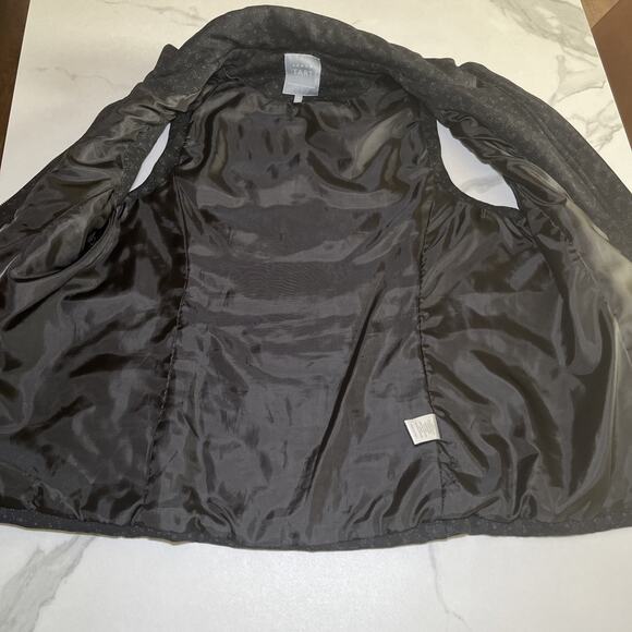 Lemon Tart Vest Black Floral All Over Print Full Zip Lined Pockets Womens L EUC - Picture 7 of 11